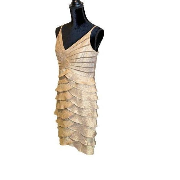 Adrianna Papell Rayon Champaign Cocktail Dress - Picture 7 of 13